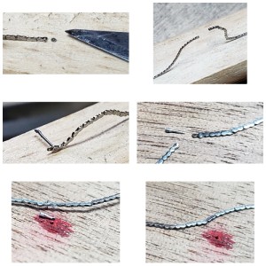 Series of images depicting small fusee chain repair.
